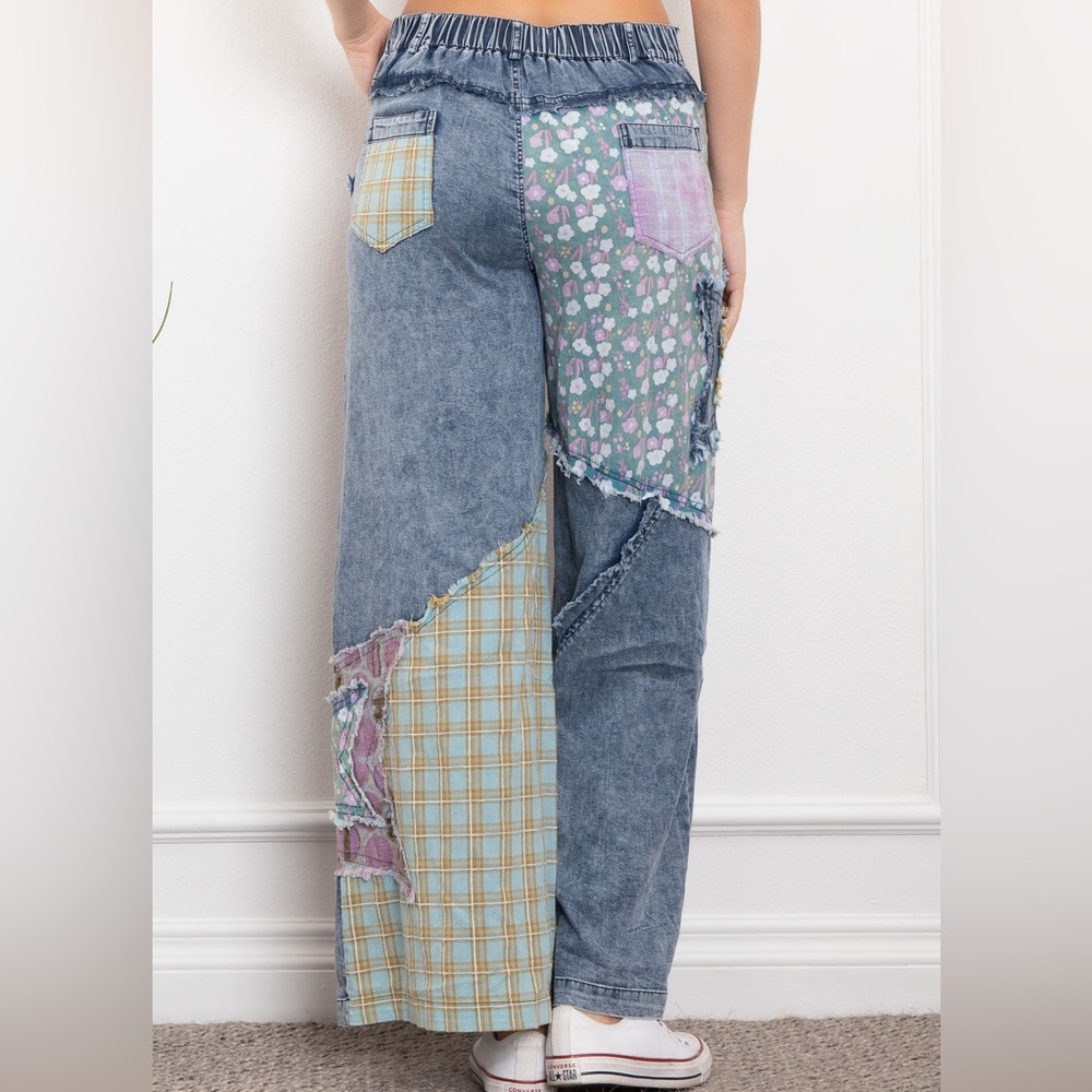 Blue Velvet Star Patchwork Wide Leg Jeans purple tie dye - Picture 4 of 4